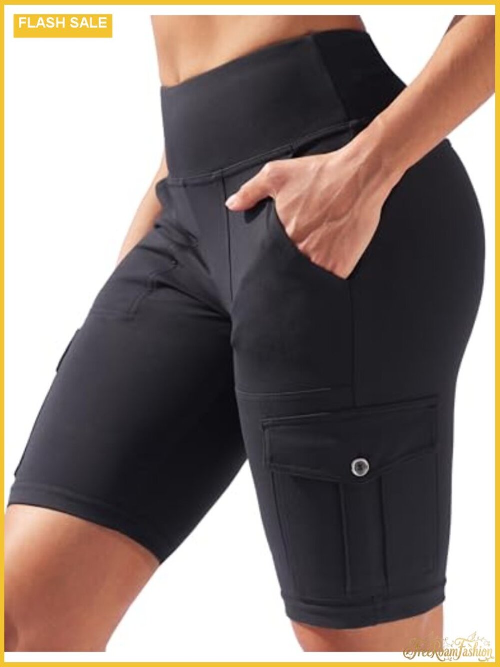 High Waisted Cargo Biker Shorts Women 4-Way Stretch Workout